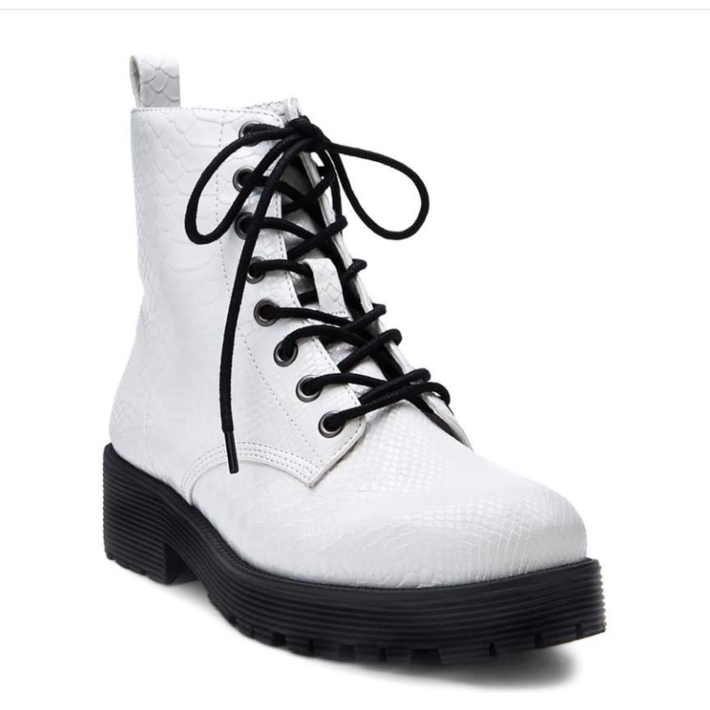Matisse White Croc Combat Boot